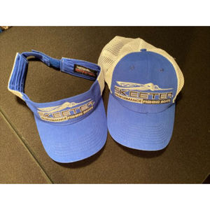 Skeeter Hat And Visor Performance Fishing Boats Blue White Mesh Back Adj Cap